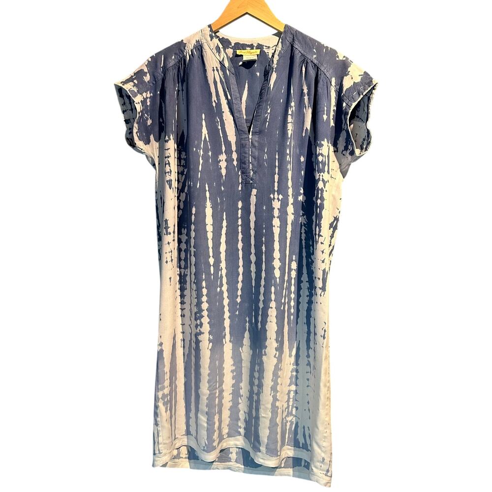 Sweet Magnolia Size Small Tie Dyed Dress or cover up Blue and White Boho Coastal
